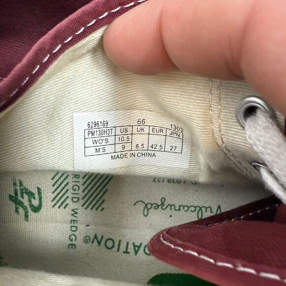 PF Flyers Center Hi Shoes Mens 9 Womens 10.5 Burgundy Canvas High Top Classic - Picture 11 of 13